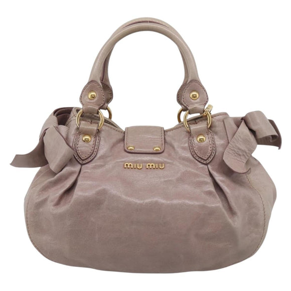 Miu Miu Hand Bag Vitellolux 2way Pink Gold Auth 211127V