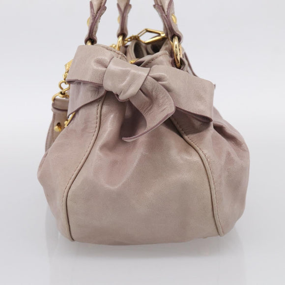Miu Miu Hand Bag Vitellolux 2way Pink Gold Auth 211127V