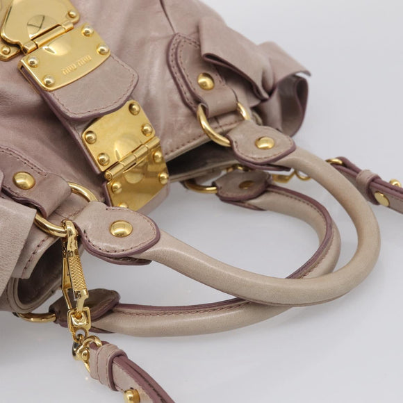 Miu Miu Hand Bag Vitellolux 2way Pink Gold Auth 211127V