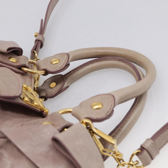 Miu Miu Hand Bag Vitellolux 2way Pink Gold Auth 211127V