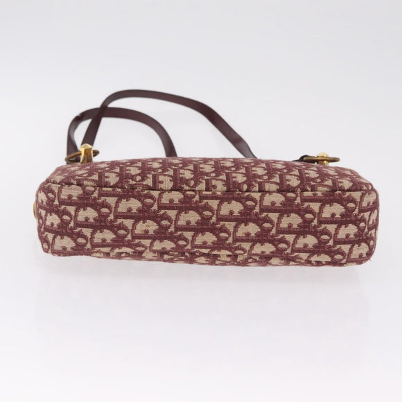 Christian Dior Trotter Canvas Shoulder Bag Red Gold Auth 211130A