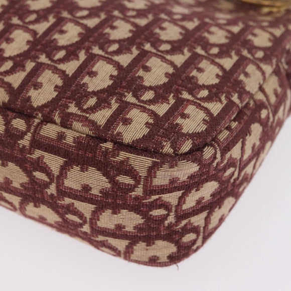 Christian Dior Trotter Canvas Shoulder Bag Red Gold Auth 211130A