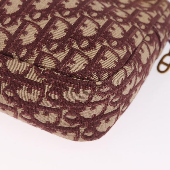 Christian Dior Trotter Canvas Shoulder Bag Red Gold Auth 211130A