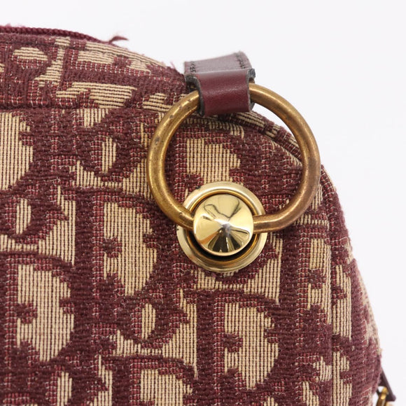 Christian Dior Trotter Canvas Shoulder Bag Red Gold Auth 211130A