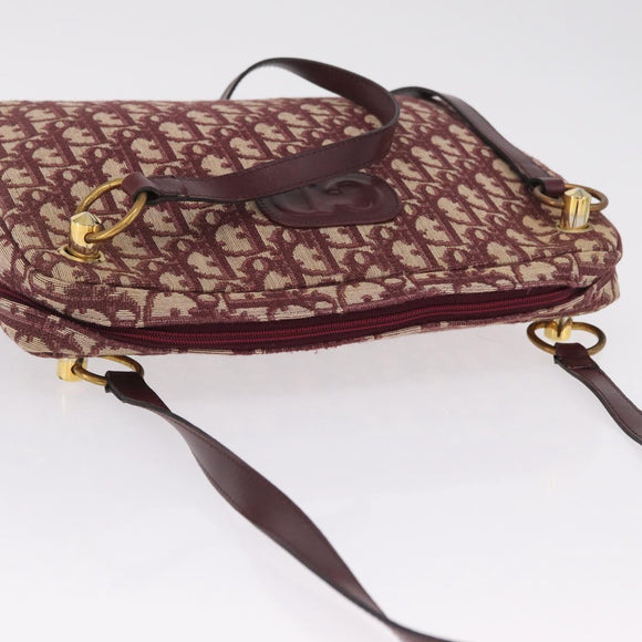Christian Dior Trotter Canvas Shoulder Bag Red Gold Auth 211130A