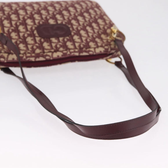 Christian Dior Trotter Canvas Shoulder Bag Red Gold Auth 211130A