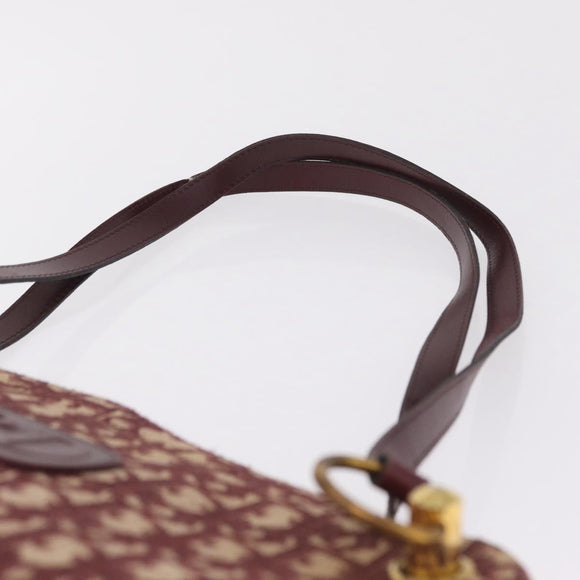 Christian Dior Trotter Canvas Shoulder Bag Red Gold Auth 211130A