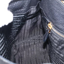 PRADA Shoulder Bag Leather Black Gold Auth 211133V-18