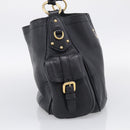 PRADA Shoulder Bag Leather Black Gold Auth 211133V-4