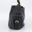PRADA Shoulder Bag Leather Black Gold Auth 211133V-5