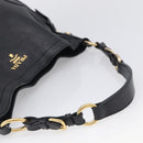 PRADA Shoulder Bag Leather Black Gold Auth 211133V-7
