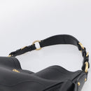 PRADA Shoulder Bag Leather Black Gold Auth 211133V-8