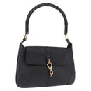 GUCCI Bamboo Shoulder Bag Leather Black Gold 001 4096 Auth 211134A-1