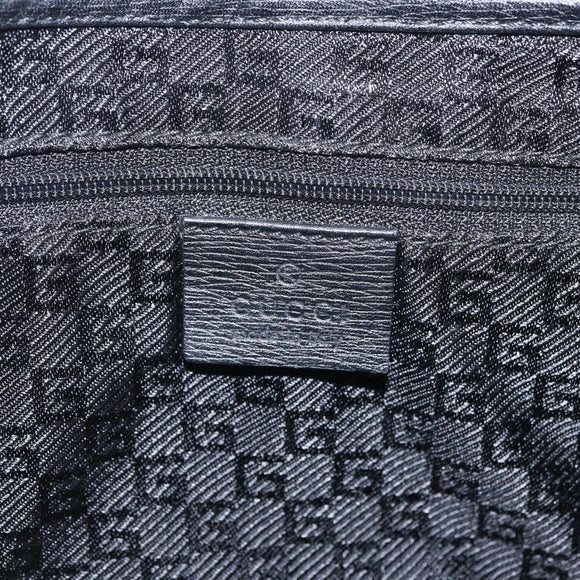 GUCCI Bamboo Shoulder Bag Leather Black Gold 001 4096 Auth 211134A