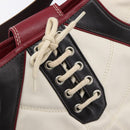CELINE Shoulder Bag Leather Ivory Silver Auth 211136A-15