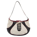 CELINE Shoulder Bag Leather Ivory Silver Auth 211136A-2