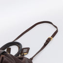 PRADA Tote Bag Leather 2way Brown Gold Auth 211140A-10