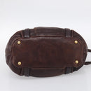 PRADA Tote Bag Leather 2way Brown Gold Auth 211140A-11