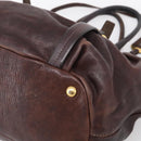 PRADA Tote Bag Leather 2way Brown Gold Auth 211140A-12