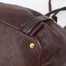 PRADA Tote Bag Leather 2way Brown Gold Auth 211140A-14