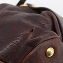PRADA Tote Bag Leather 2way Brown Gold Auth 211140A-16