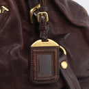 PRADA Tote Bag Leather 2way Brown Gold Auth 211140A-18