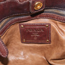 PRADA Tote Bag Leather 2way Brown Gold Auth 211140A-20