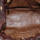 PRADA Tote Bag Leather 2way Brown Gold Auth 211140A-21