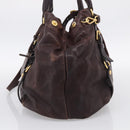 PRADA Tote Bag Leather 2way Brown Gold Auth 211140A-5