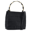 Salvatore Ferragamo Vala Hand Bag Satin 2way Black Gold Auth 211141A-1