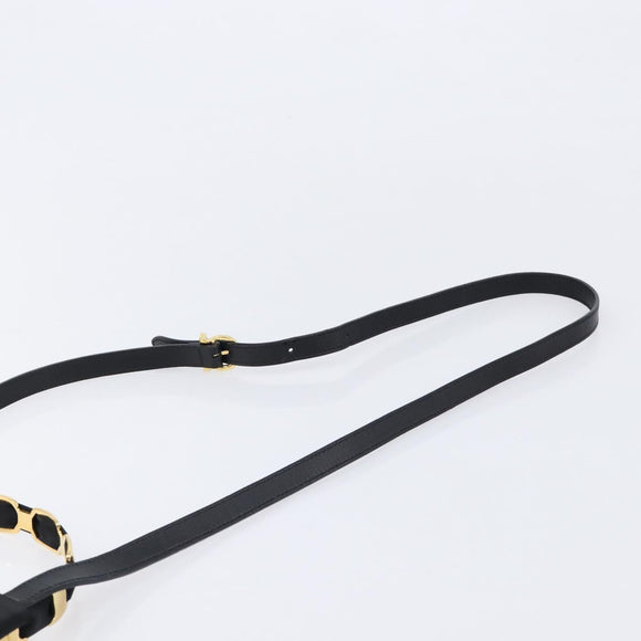 Salvatore Ferragamo Vala Hand Bag Satin 2way Black Gold Auth 211141A