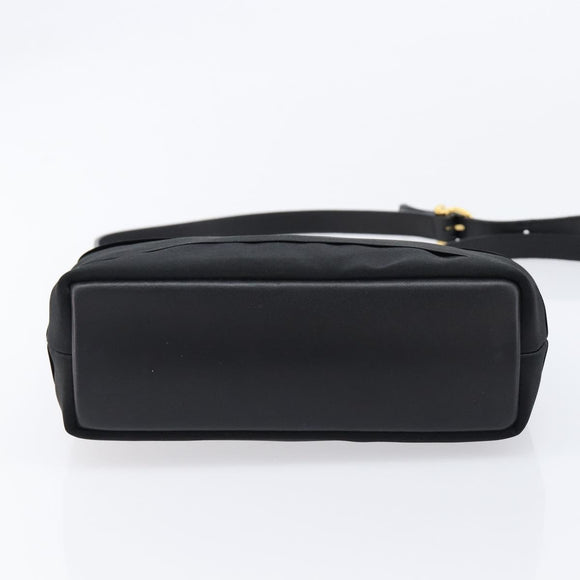 Salvatore Ferragamo Vala Hand Bag Satin 2way Black Gold Auth 211141A