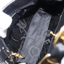 Salvatore Ferragamo Vala Hand Bag Satin 2way Black Gold Auth 211141A-18