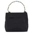 Salvatore Ferragamo Vala Hand Bag Satin 2way Black Gold Auth 211141A-3