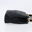 Salvatore Ferragamo Vala Hand Bag Satin 2way Black Gold Auth 211141A-4