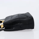 Salvatore Ferragamo Vala Hand Bag Satin 2way Black Gold Auth 211141A-5