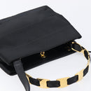 Salvatore Ferragamo Vala Hand Bag Satin 2way Black Gold Auth 211141A-6