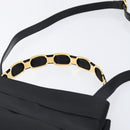 Salvatore Ferragamo Vala Hand Bag Satin 2way Black Gold Auth 211141A-8