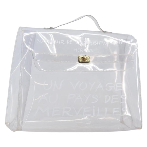 HERMES Kelly Hand Bag Vinyl Clear Gold Auth 211146