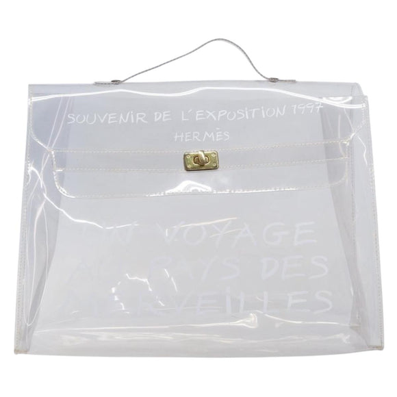 HERMES Kelly Hand Bag Vinyl Clear Gold Auth 211146