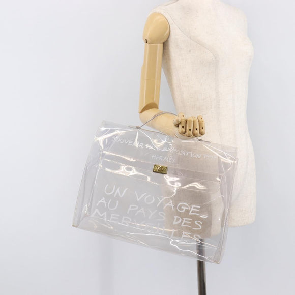 HERMES Kelly Hand Bag Vinyl Clear Gold Auth 211146