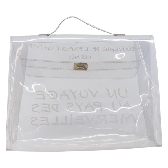 HERMES Kelly Hand Bag Vinyl Clear Gold Auth 211146