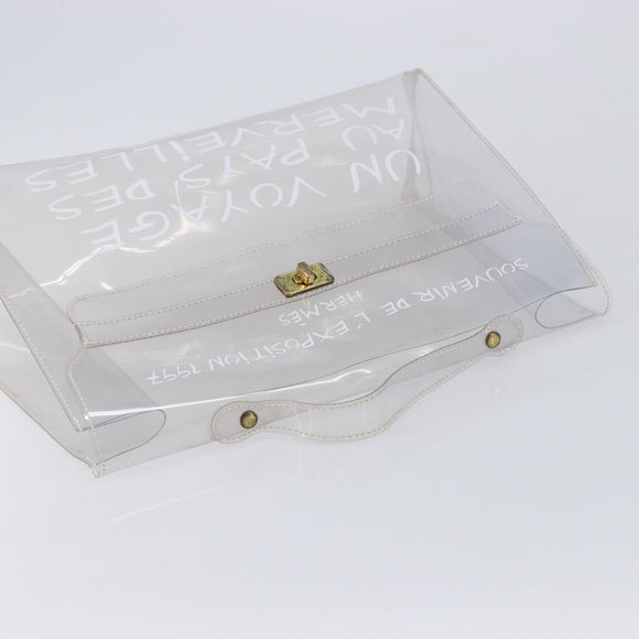 HERMES Kelly Hand Bag Vinyl Clear Gold Auth 211146