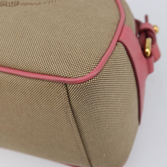 PRADA Shoulder Bag Canvas Beige Gold Auth 211147V