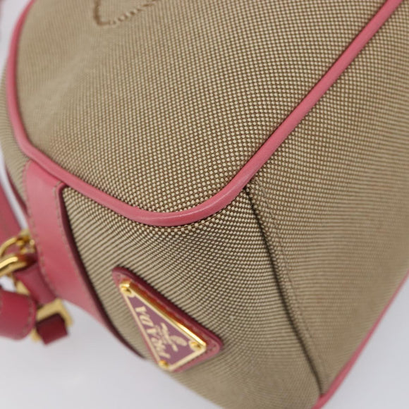 PRADA Shoulder Bag Canvas Beige Gold Auth 211147V