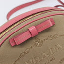 PRADA Shoulder Bag Canvas Beige Gold Auth 211147V-15