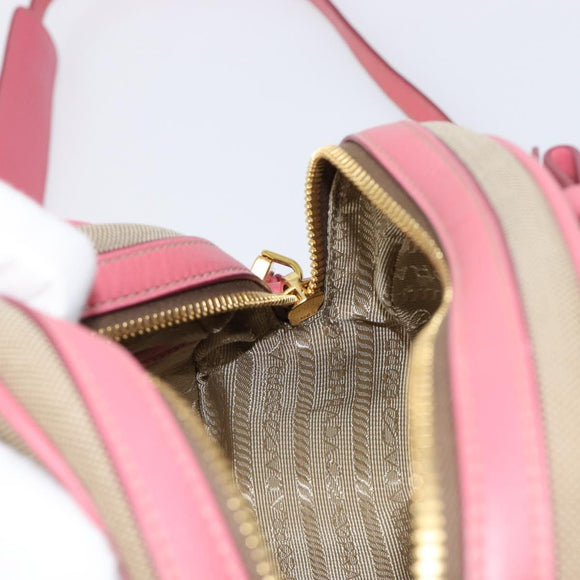 PRADA Shoulder Bag Canvas Beige Gold Auth 211147V