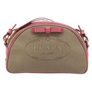 PRADA Shoulder Bag Canvas Beige Gold Auth 211147V-2