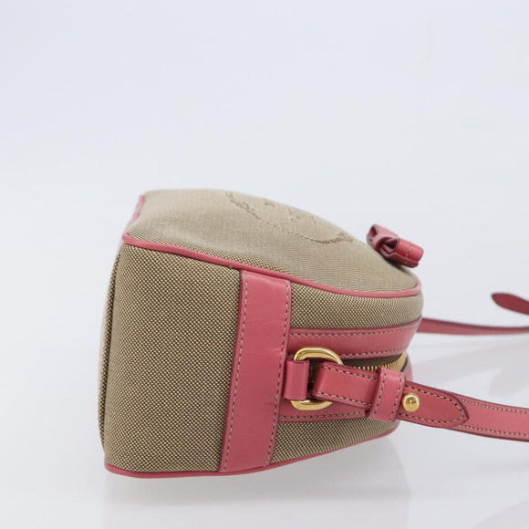 PRADA Shoulder Bag Canvas Beige Gold Auth 211147V