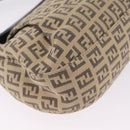 FENDI Zucchino Canvas Mamma Baguette Shoulder Bag Beige Silver Auth 211148V-13